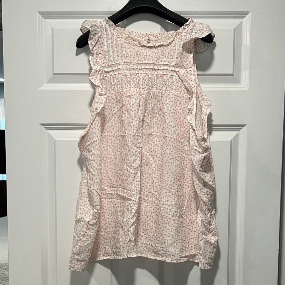 LOFT Pink Ruffled Blouse